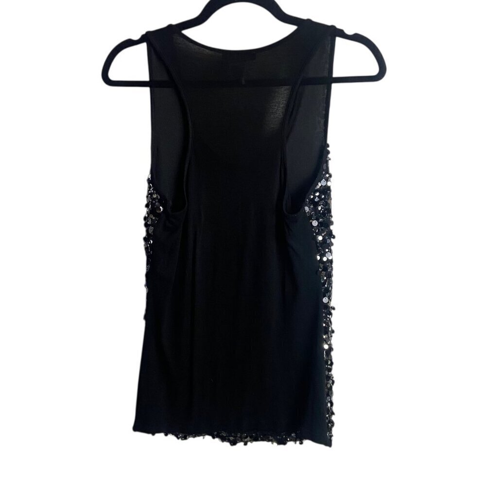 Deb Size Small Y2K Sequin Scoop Neck Tank Cami Going Out Top Black Vintage - Picture 4 of 4